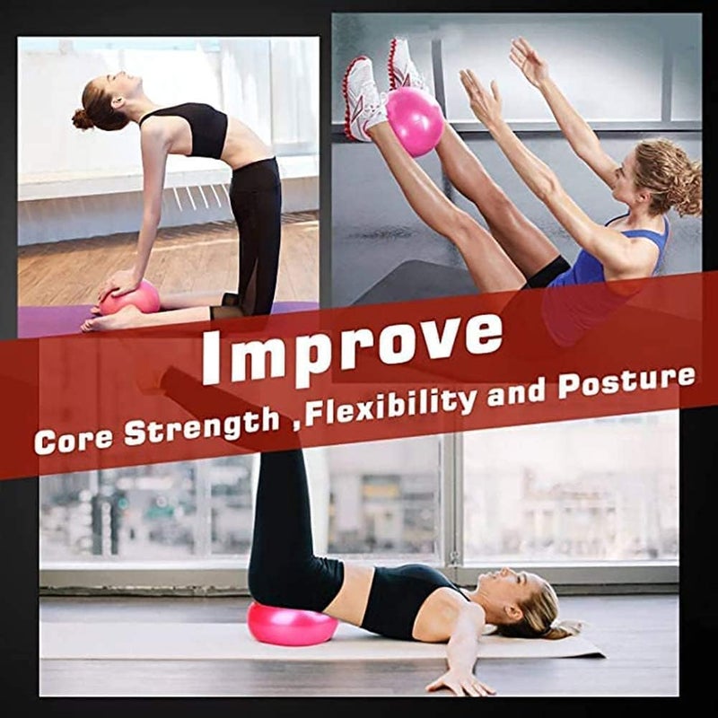 MOMPLUS 9 Inch Exercise Pilates Mini Yoga Balls Barre for Home Stability Squishy Training Physical Therapy Improves Balance with Inflatable Straw - Image 5